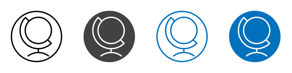 Globe icon flat editable icon mark set.