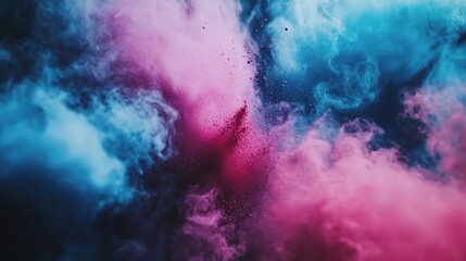 Fototapeta premium Colorful Powder Explosion Against Dark Background in CMYK Shades