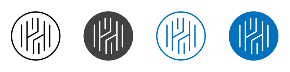 Huntingtone icon flat editable icon mark set.