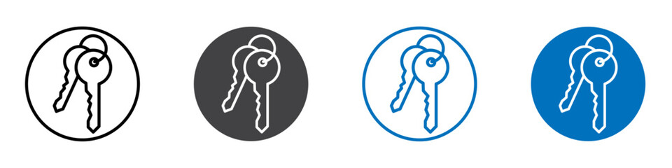 Key icon flat editable icon mark set.