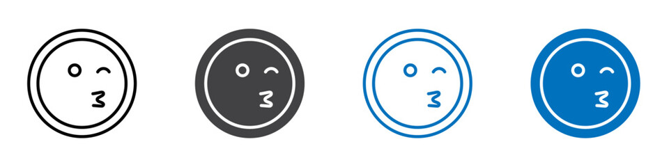 Kiss icon flat editable icon mark set.