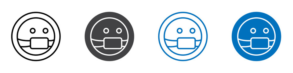 Maask emoji icon flat editable icon mark set.