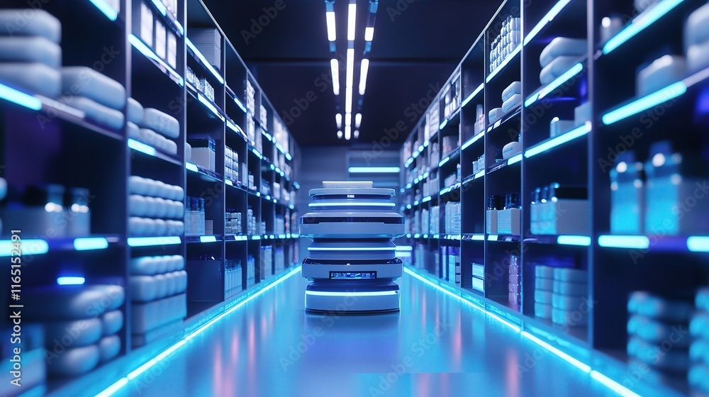 Poster automated warehouse management system with robotics technology