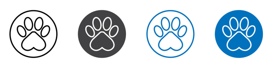 Paw icon flat editable icon mark set.
