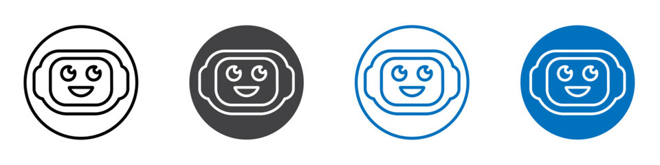 Robot icon flat editable icon mark set.