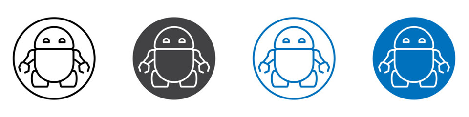 Robot icon flat editable icon mark set.