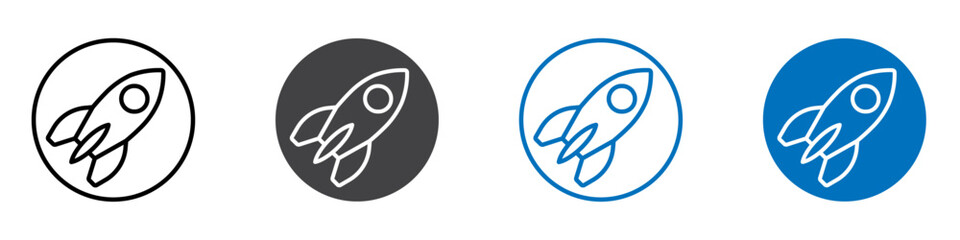 Rocket icon flat editable icon mark set.