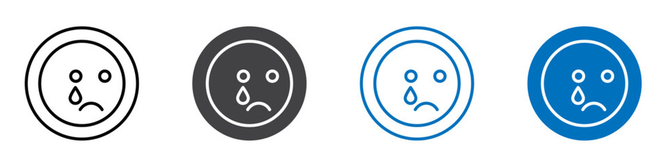 Sad icon flat editable icon mark set.