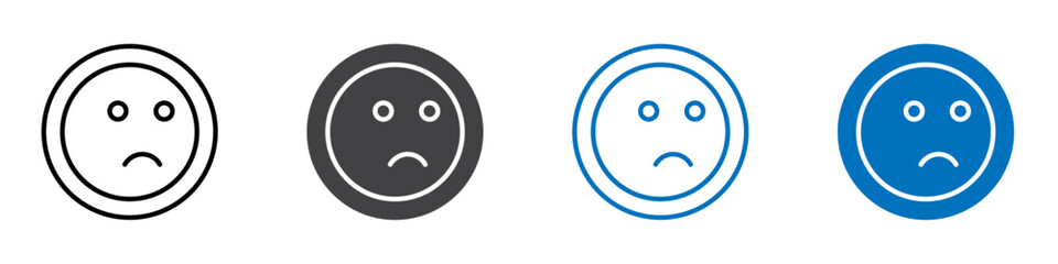 Sad icon flat editable icon mark set.