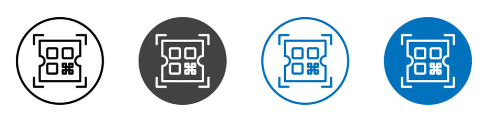 Scan code icon flat editable icon mark set.