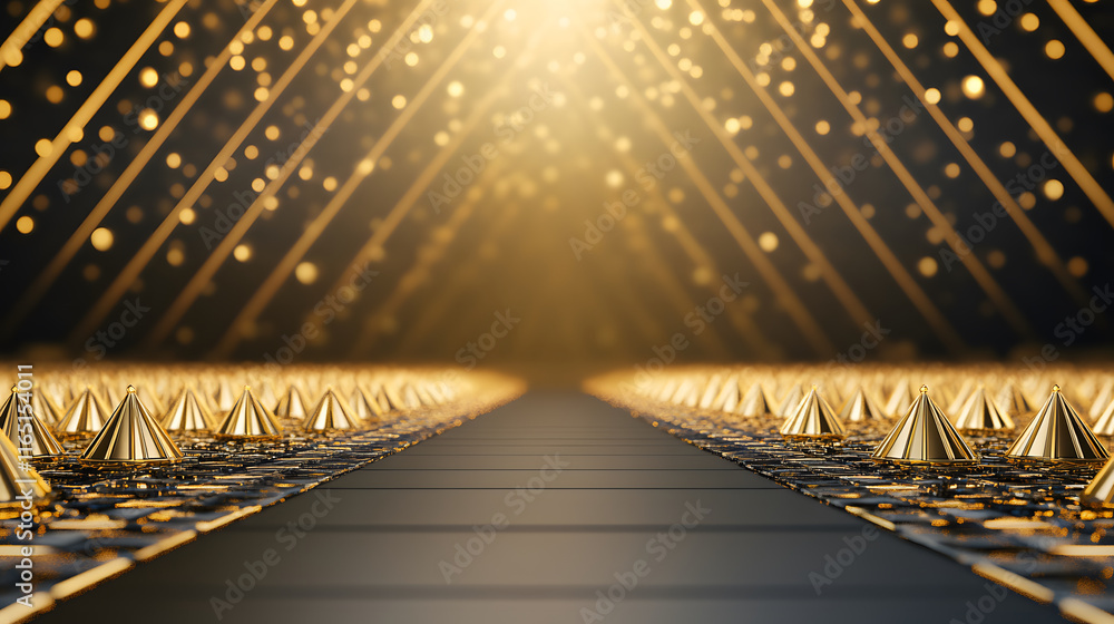Poster golden pyramid pathway illuminated by bright light in a captivating artistic setting