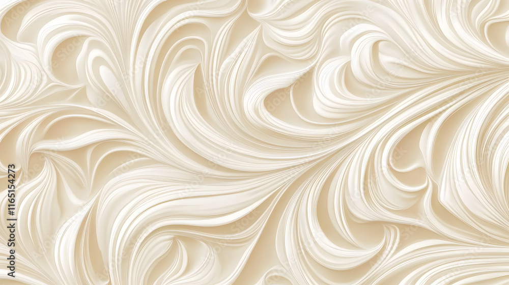 Poster elegant cream-colored seamless pattern with intricate swirls, ideal for sophisticated and luxurious 
