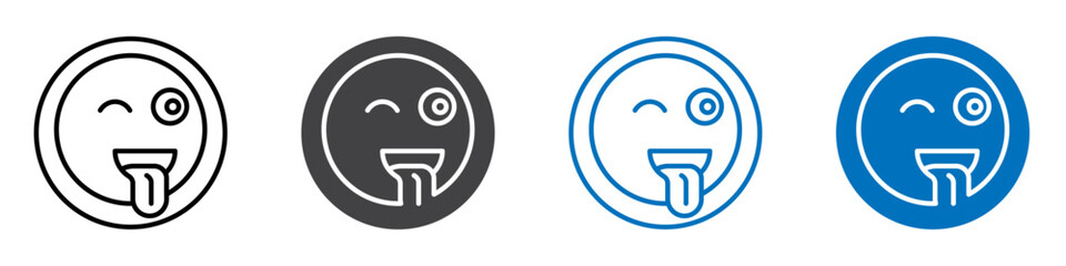 Tongue emoji icon flat editable icon mark set.