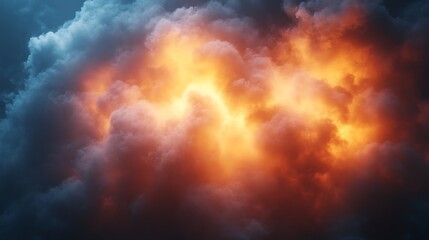 Fiery Orange and Blue Cloudscape Dramatic Sky