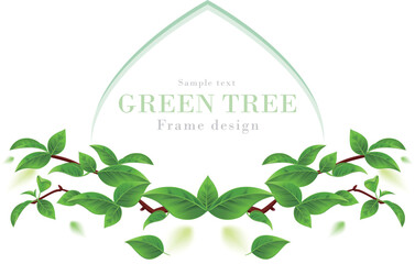 青葉のフレームシリーズ-02｜新緑の木のリアルなベクターイラスト