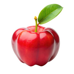 A fresh acerola fruit isolated on transparent white background, clipping path