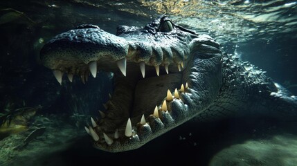 Underwater Predator: Crocodile's Jaws, Teeth, Aquatic Habitat
