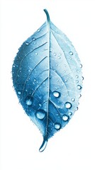 Obraz premium Stunning Blue Leaf with Dew Drops - A Close-up Nature Photography