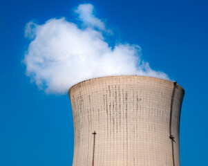 Reactor Cooling Tower Steam Plume Close-up  ohio power plant