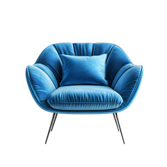 a blue chair with a pillow on it