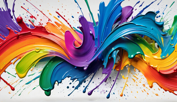 Chaotic artistic HD arrangement of rainbow paint strokes with a semi-translucent watercolor effect, vibrant and dynamic for creative visuals