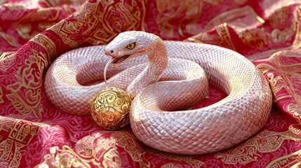 Obraz premium Wealth and Prosperity: Year of the Snake Chinese Zodiac Symbol in Vibrant 3D Render Concept