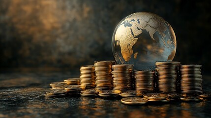 Wealth growth strategy global economy digital art financial environment close-up investment concept