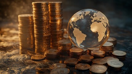 Investing in global wealth financial market digital economy business environment close-up view economic growth