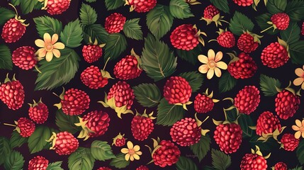 raspberry seamless pattern wallpaper
