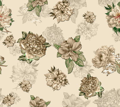 seamless background with flowers illustration textile design