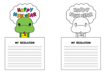 New Year Writing Resolution Craft Activity for Kids Animal Set Snake