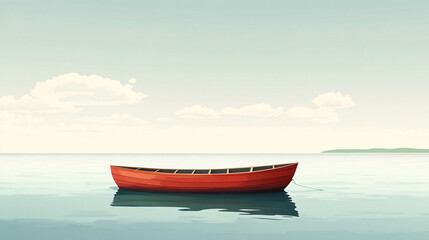 Naklejka premium Simple Illustration of a Boat on Water