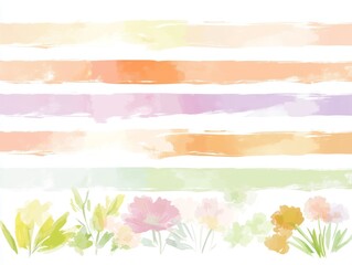 Pastel Watercolor Floral Stripes