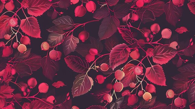 raspberry seamless pattern wallpaper