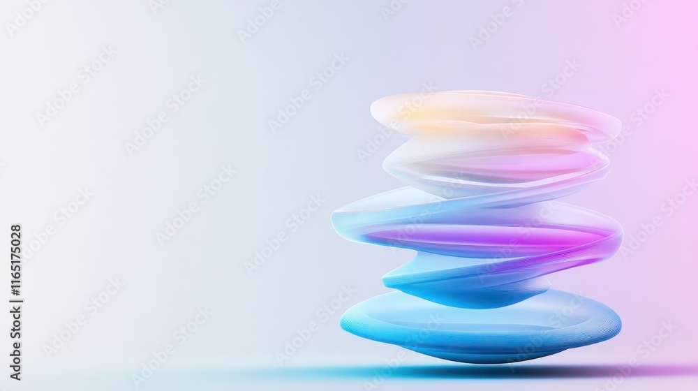 Poster abstract layered shapes with soft gradients and smooth curves.