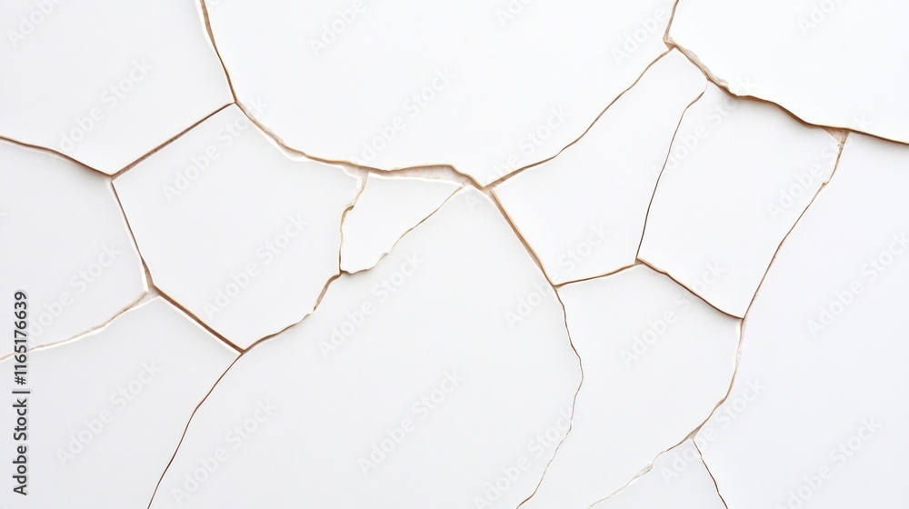 Poster cracked white surface with intricate lines and patterns.