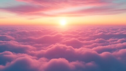 Pink Sunset Cloudscape Above a Sea of Clouds