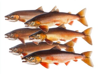 Fototapeta premium Five Arctic Char Fish in a Row