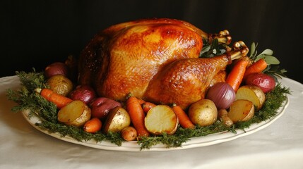Roasted Turkey Dinner with Potatoes and Carrots