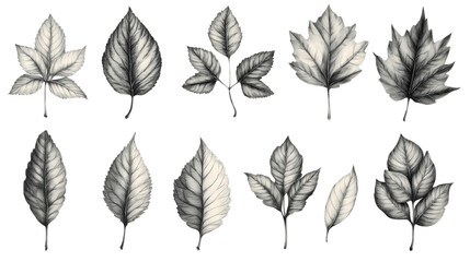 Obraz premium set of laurel leaves isolated on white background 
