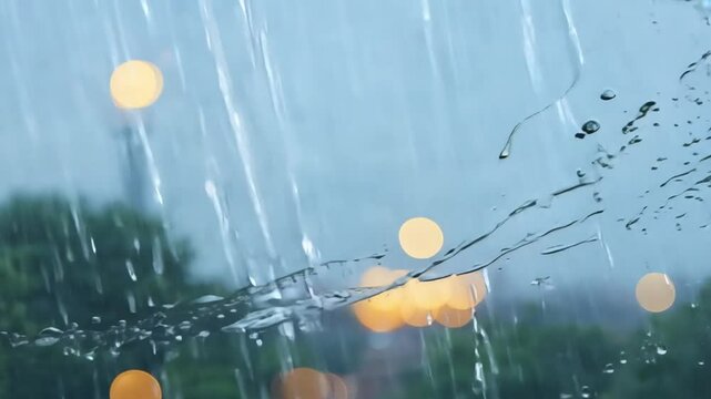 rain on the window with blurr background. generative ai 