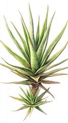 Fototapeta premium Detailed Botanical Illustration of a Stunning Aloe Plant