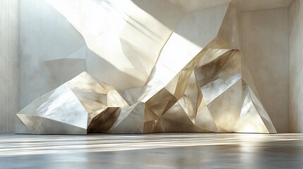 Abstract crystal rock wall interior design.
