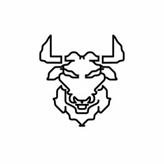 simple and easy angry bull logo vector design sketch
