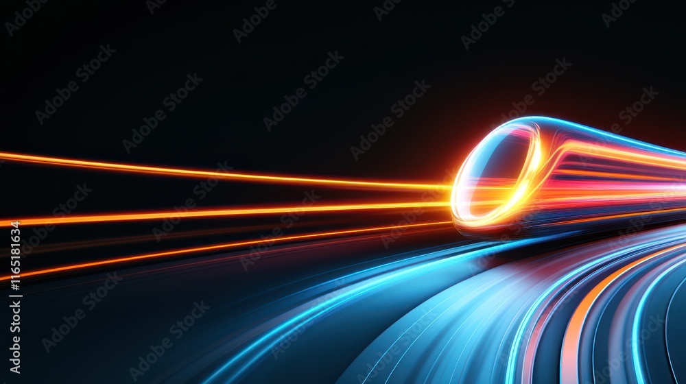 Poster abstract representation of a futuristic train in motion.