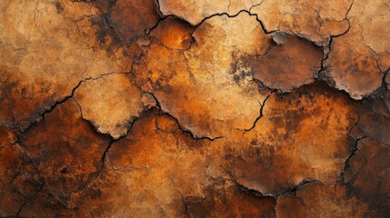textured abstract background featuring cracked, sun baked earth in shades of ochre and burnt sienna. The rugged, natural patterns evoke the arid beauty of a desert landscape
