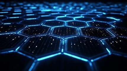 Obraz premium Dynamic hexagonal patterns on futuristic technology surface abstract concept digital environment close-up view