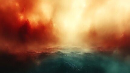 Fototapeta premium A Fiery Orange Sky Over Dark Turbulent Waters