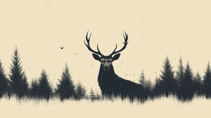 Obraz premium Majestic deer in a tranquil forest.