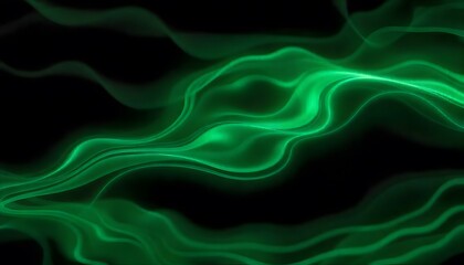Emerald Green Abstract Waves: A Serene Digital Painting